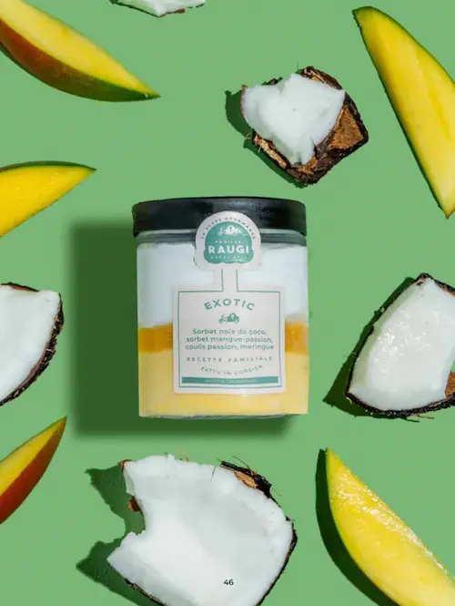 Verrine glacée Exotic Raugi à la noix de coco et mangue-passion